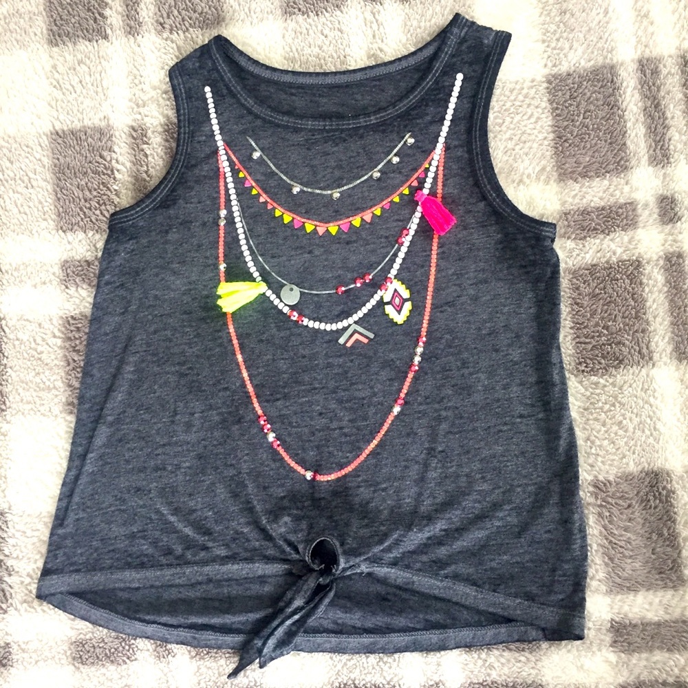 Justice burn out tie waist tank top sz 6/7